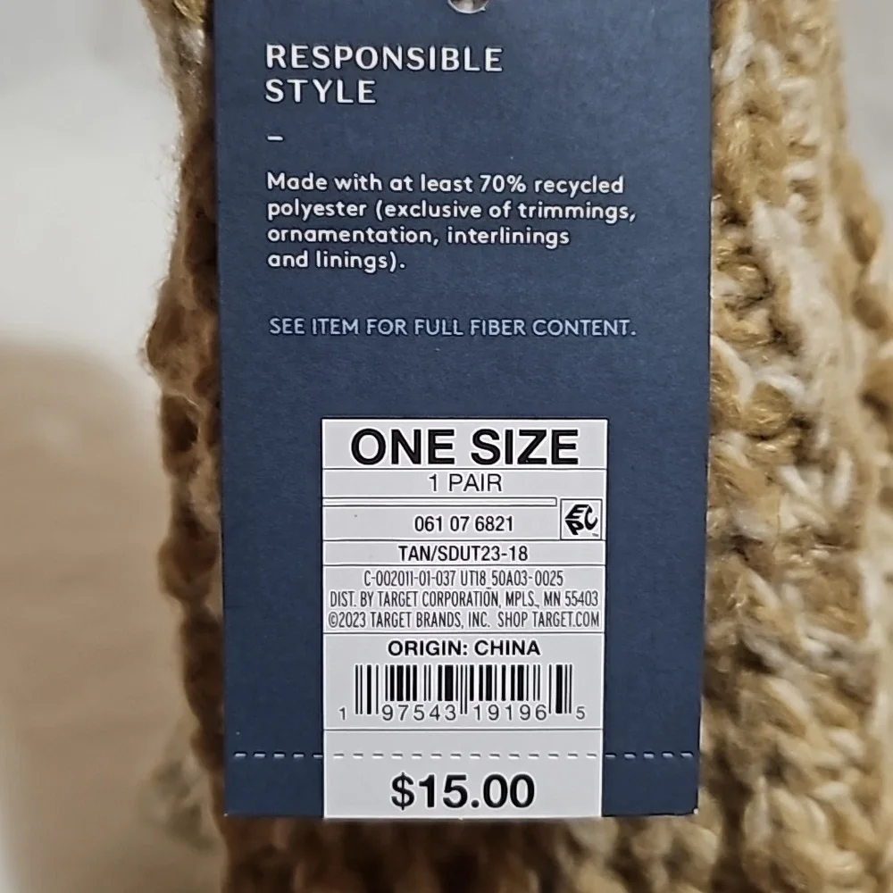 Universal Thread Women's One Size Tan Mittens New